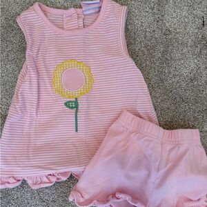 Charming Pink Striped Kids Set with Sunflower